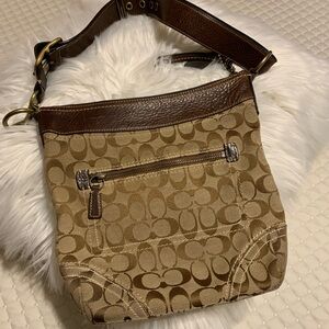 COACH Monogram Tan Patterned Crossbody Bag